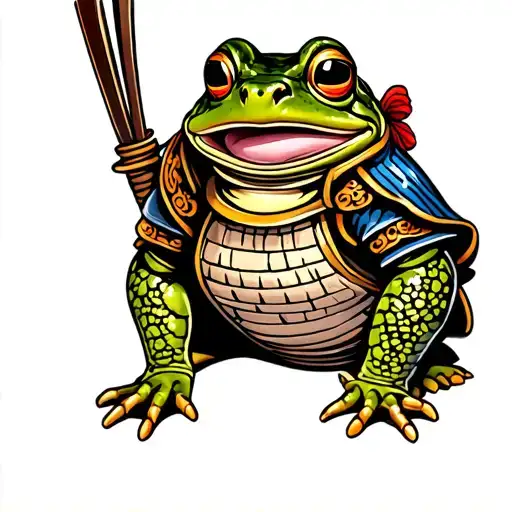 Frog Wearing Japanese Samurai Armor