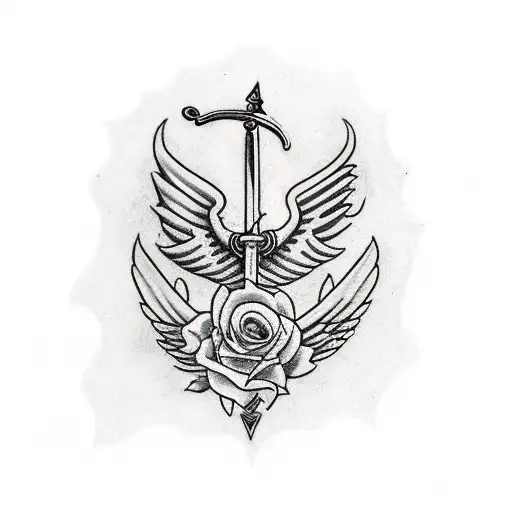 Sword With Rose And Wings