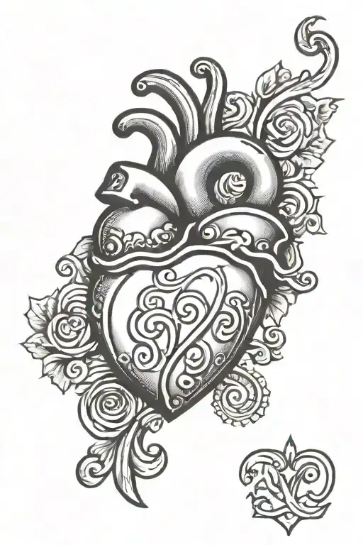 Heart With Scroll Wrapped