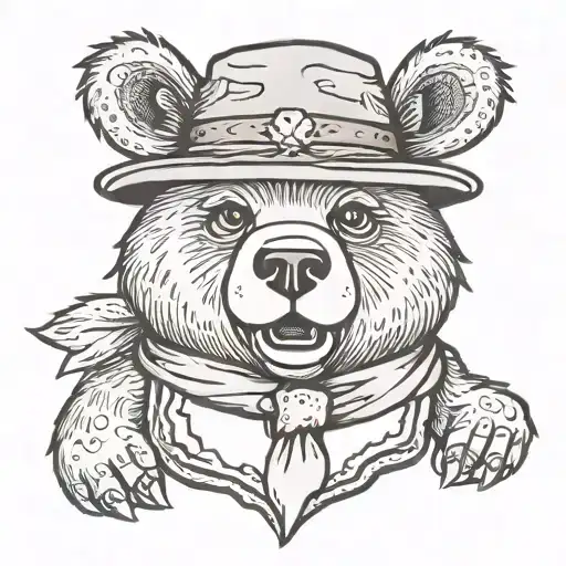 Cartoon Bear With Felt Hat