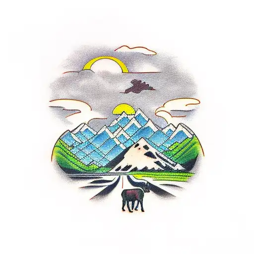 Road Rice Fields Mountain Cow