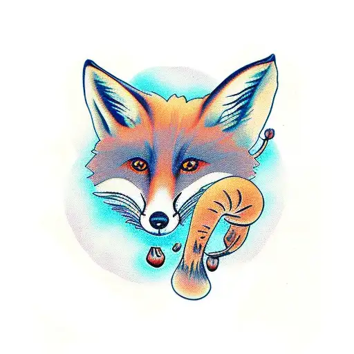Fox With Mushrooms