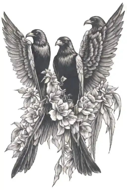Crow And Flowers