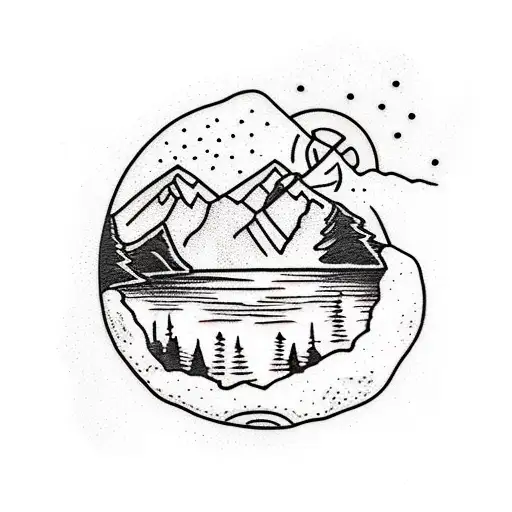 Mountain Scene With A Lake And Disc Golf Basket