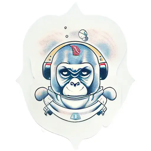 Astronaut Full Height With Chimpanzee Face