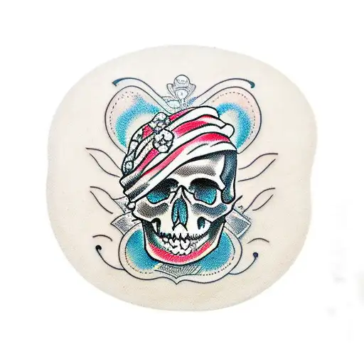 Skull Surrounded By Cat Paw Prints