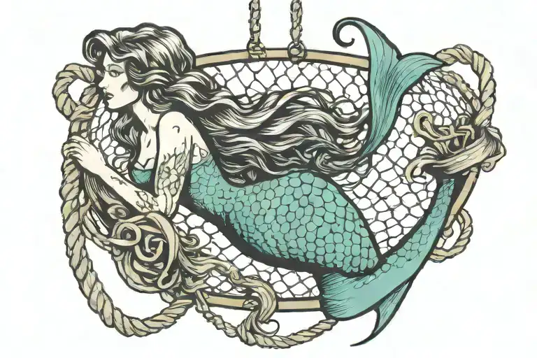Mermaid Hanging In A Net