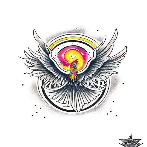 Phoenix And Galaxys In The Background