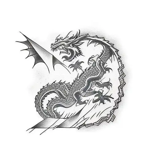 Dragon Wraping Ruins Of A Japanaese Temple