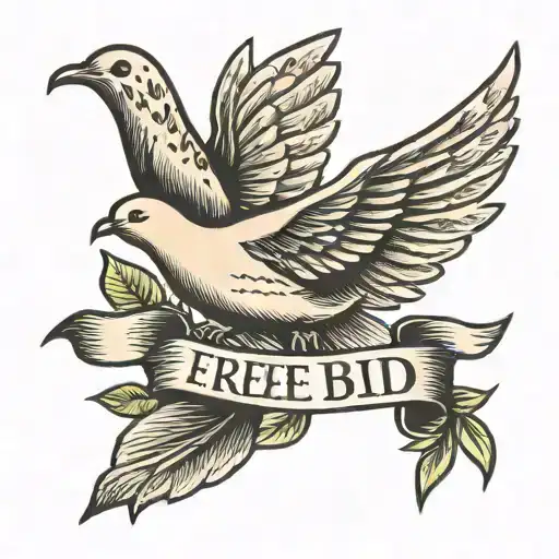 A Dove Above The Word Free Bird