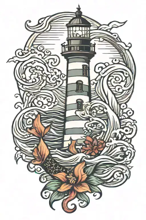 Lighthouse Waves Mermaid