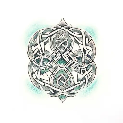 Tree Of Life Celtic With Celtic Hawk And Celtic Wolf