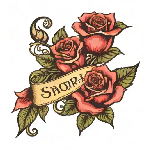 Shcora In Cursive With A Rose Intertwined