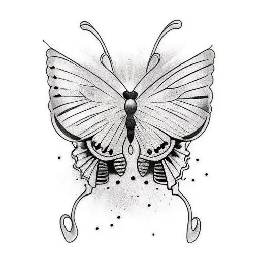 Butterfly Black And White For Stomach