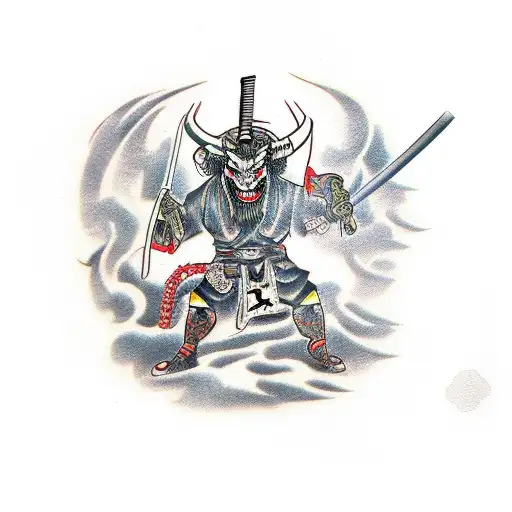 Demon Samurai With Sword And Banner