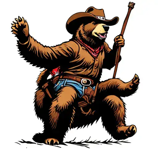 Cowboy Riding A Bear