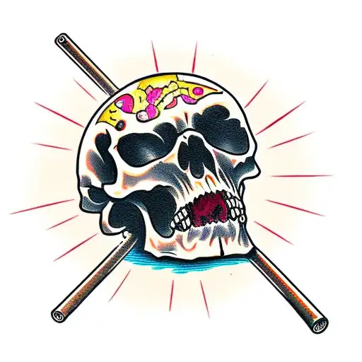 Broken Skull With A Pole Going Through It