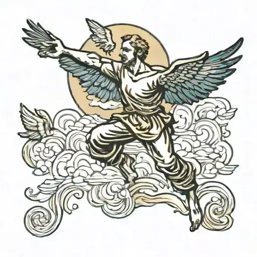 Van Gogh Icarus Falling From Sky Filled