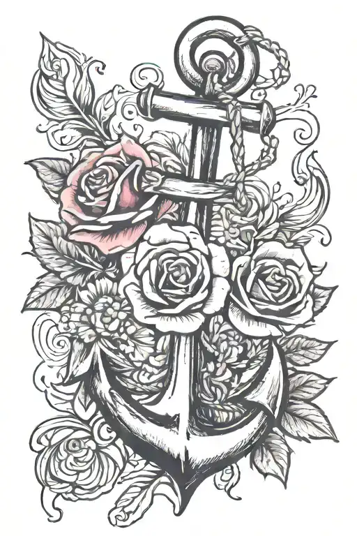 Anchor With Daisy And Rose