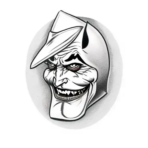 Joker Frowning With Batmans Cowl On