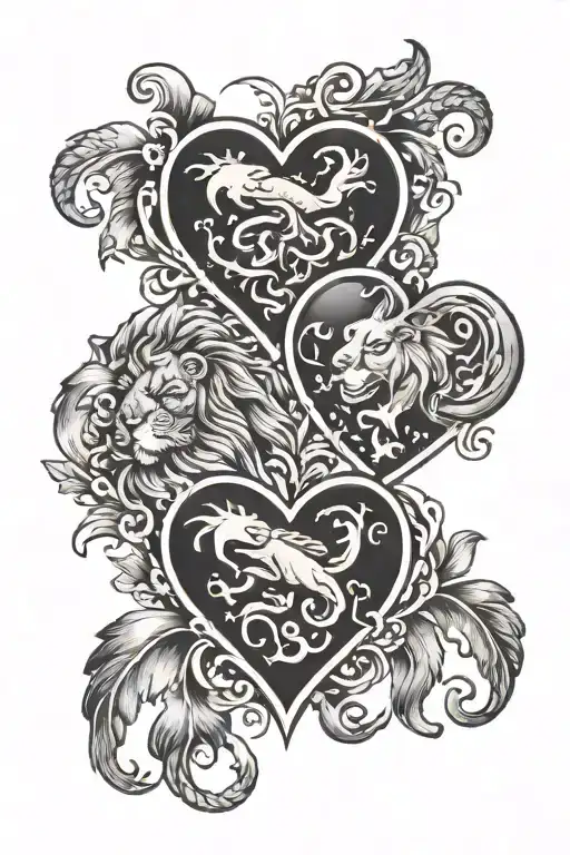 1 Saggitarus And 2 Leo And 1 Pisces Zodiac Sign Creating A Heart Shape