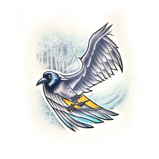 Raven Holding A Katana