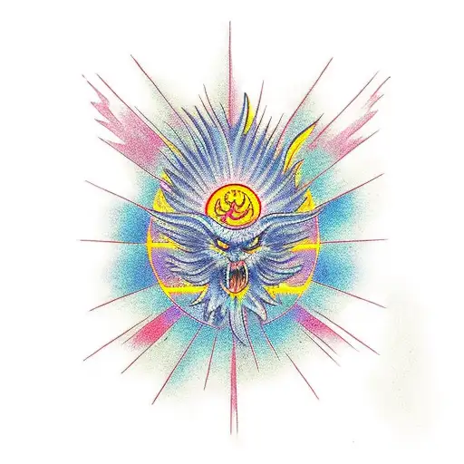 Rising Sun With A Phoenix Emerging From Its Rays