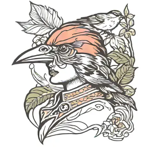 Woman's Face And Western Tanager