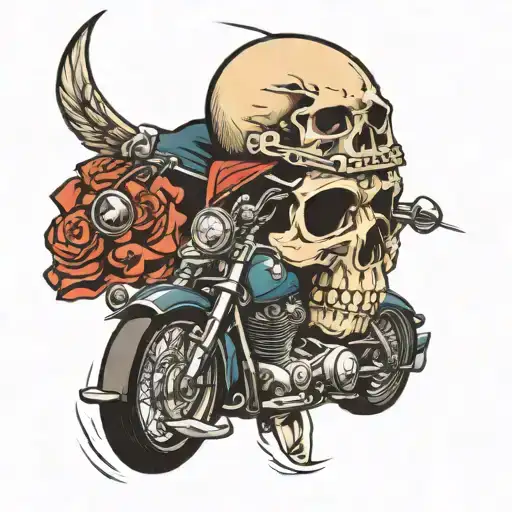 Skull On Sports Motorcycle Racing