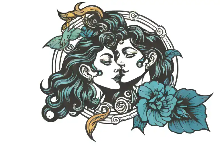 Leo And Gemini Symbols Intertwined