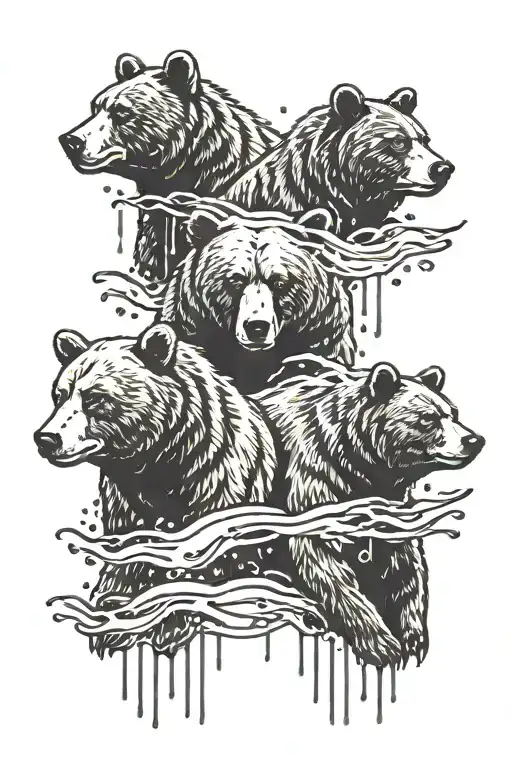 Four Bear Silhouettes Inside Eachother Rainbow Drips