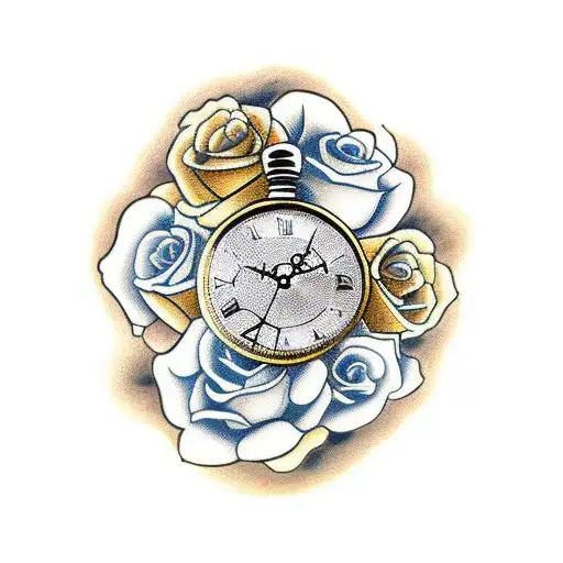 Gold Clock With Roses