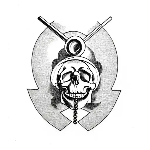 Skull With A Barbell Through The Mouth