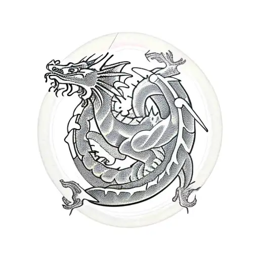 Dragon Connected By 4 Swords In Each Direction