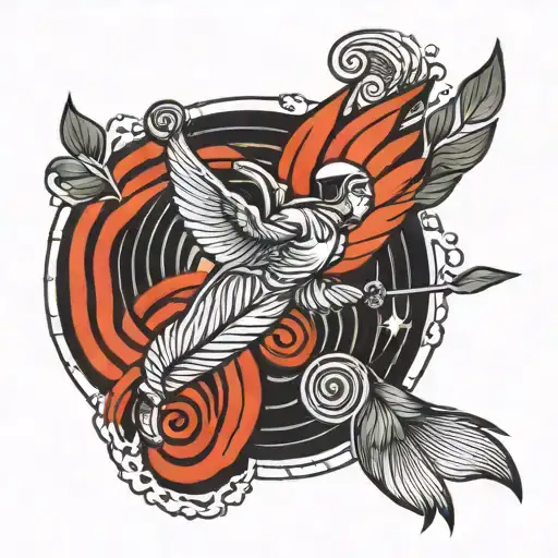 Fibonacci Spiral And Flying Man Getting Insight Word Straight