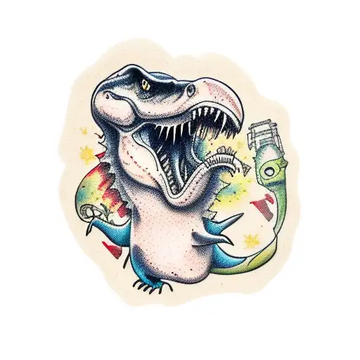 T Rex Playing A Guitar