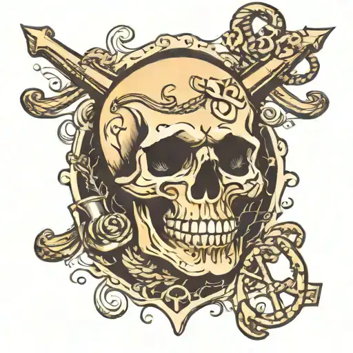 Skull And Anchor Surrounded