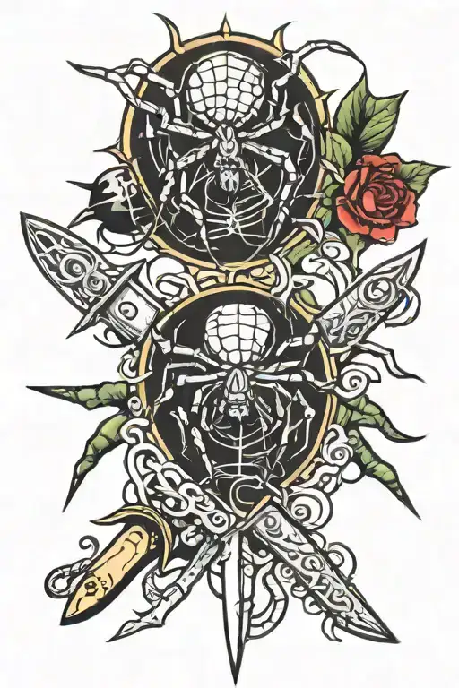 Spider And Thornes Surrounded By A Knife