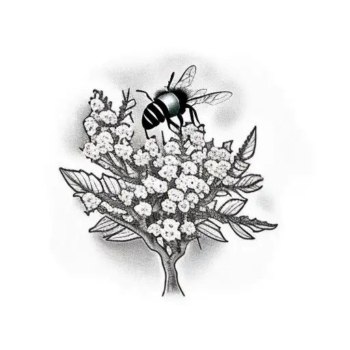 Rosary With A Crape Myrtle Tree In The Backround With A Bee On It