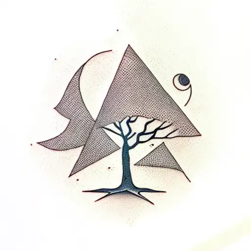 Tree With Triangular-shaped Roots And Minimalist Leaves