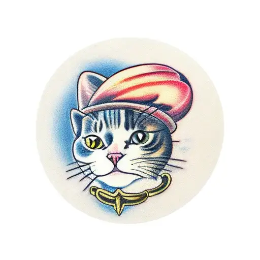 A Cat In A Beret And With A Croissant