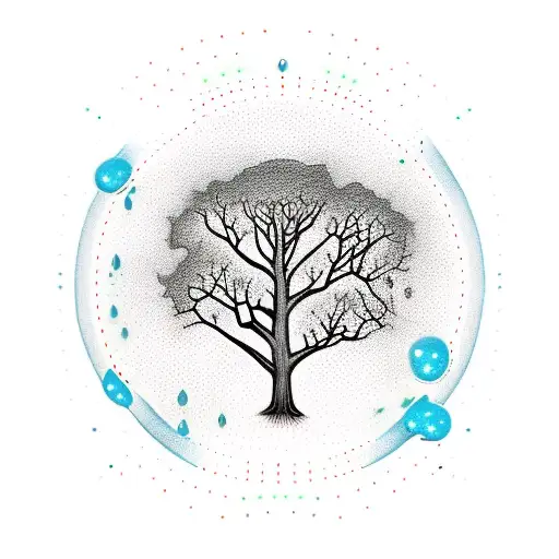 A Coding Language Syntax Tree With Water Droplets Falling From Its Branches