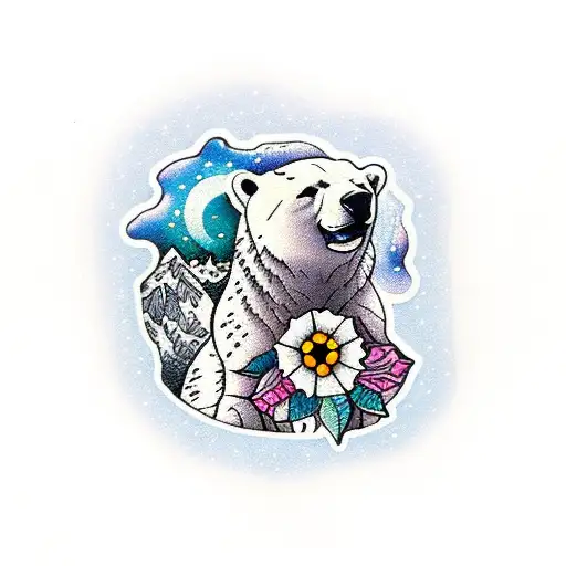 Polar Bear With Crystal And 1 Flower Band