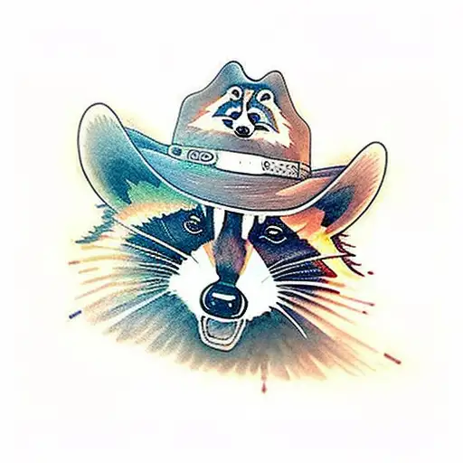 A Portrait Of A Raccoon Wearing A Cowboy Hat