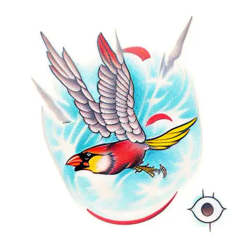 Cardinal With Crescent Moon