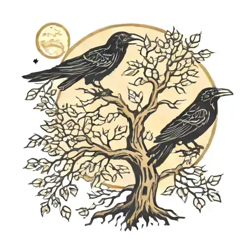 Raven And Poopy And Creepy Tree And Moon