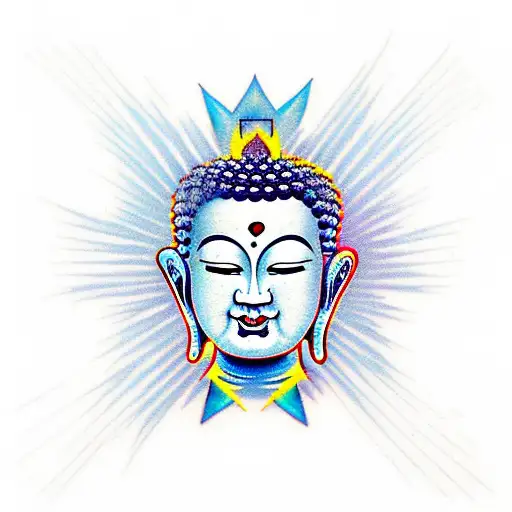 Buddha Inner Peace With Light Rays On Head