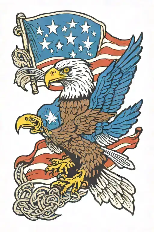 Bald Eagle Holding Acadian Flag