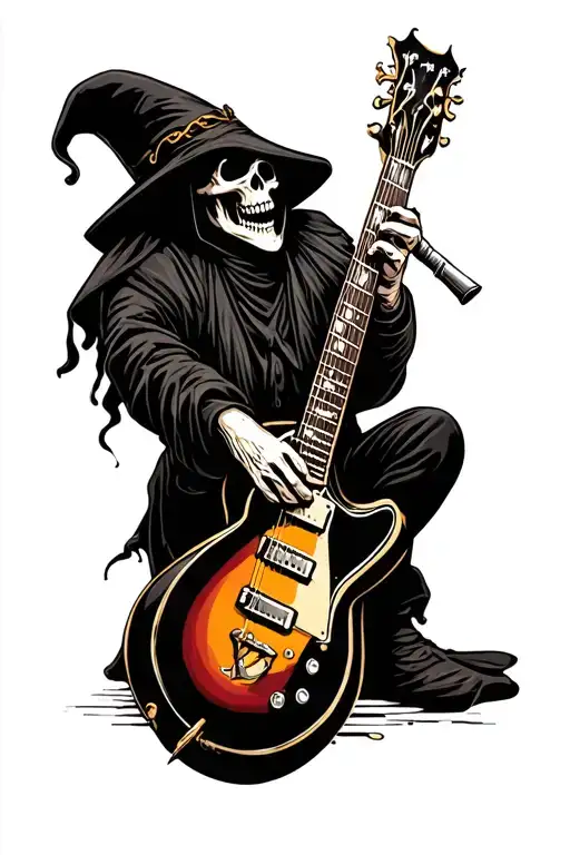 Grim Reaper Playing A Guitar