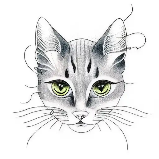 A Traditional Style Tattoo Of A Cat Dj Mixing Electronic Music